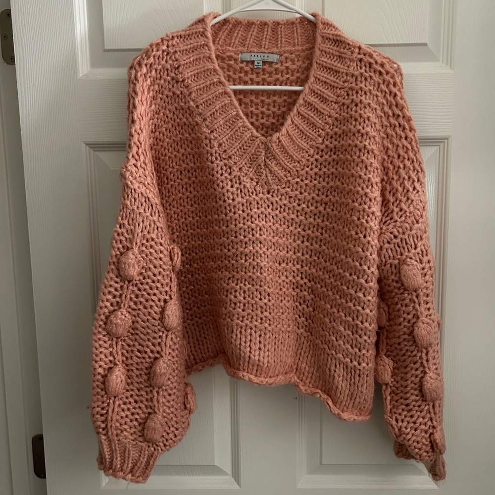 Cropped Pink Knit Sweater